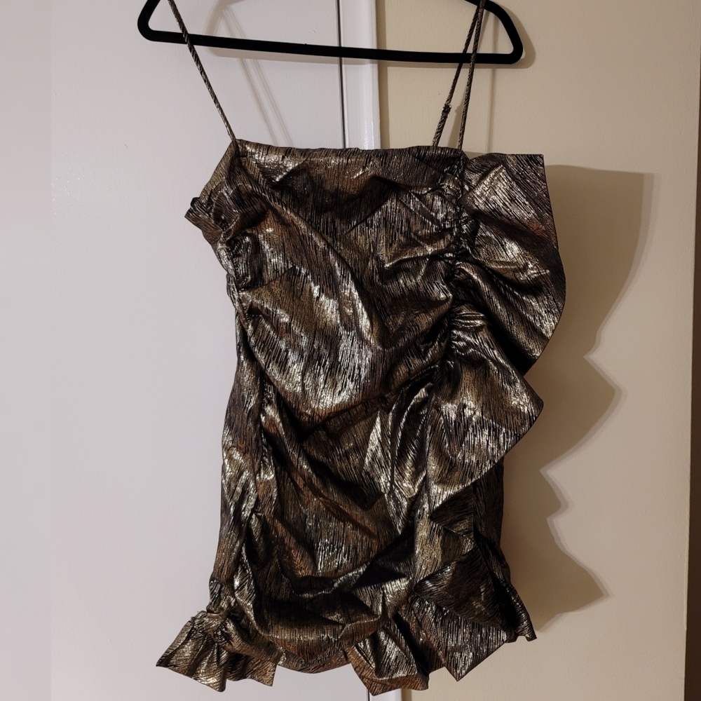 Zara Metallic Ruffled Mini Dress - Picture 7 of 14